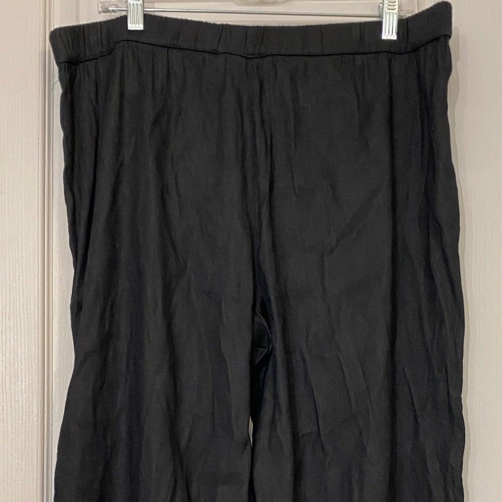 Susan Graver Black Wide Leg Cropped Pants Lace Trim Elastic Waist Women's 16 EUC - Picture 10 of 15
